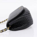 Bally Chain Shoulder Bag Leather Black Gold Tone Auth BA16160A-3
