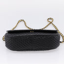 Bally Chain Shoulder Bag Leather Black Gold Tone Auth BA16160A-5