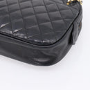 CHANEL Matelasse Chain Shoulder Bag Lamb Skin Black Gold Tone CC Auth BA16161-10
