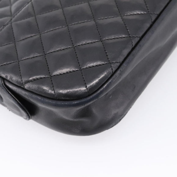 CHANEL Matelasse Chain Shoulder Bag Lamb Skin Black Gold Tone CC Auth BA16161