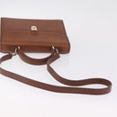 Burberrys Hand Bag Leather 2way Brown Silver Auth BA16165-10