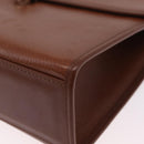 Burberrys Hand Bag Leather 2way Brown Silver Auth BA16165-14