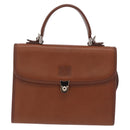 Burberrys Hand Bag Leather 2way Brown Silver Auth BA16165-2
