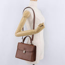 Burberrys Hand Bag Leather 2way Brown Silver Auth BA16165-27