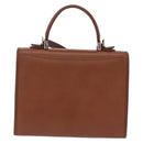 Burberrys Hand Bag Leather 2way Brown Silver Auth BA16165-3