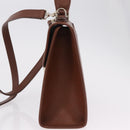 Burberrys Hand Bag Leather 2way Brown Silver Auth BA16165-5