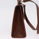 Burberrys Hand Bag Leather 2way Brown Silver Auth BA16165-6