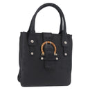 Salvatore Ferragamo Gancini Hand Bag Leather Black Silver Auth BA16166-1
