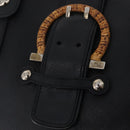 Salvatore Ferragamo Gancini Hand Bag Leather Black Silver Auth BA16166-19