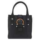 Salvatore Ferragamo Gancini Hand Bag Leather Black Silver Auth BA16166-13