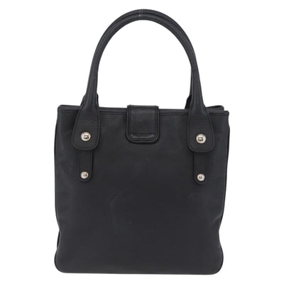 Salvatore Ferragamo Gancini Hand Bag Leather Black Silver Auth BA16166 - 0