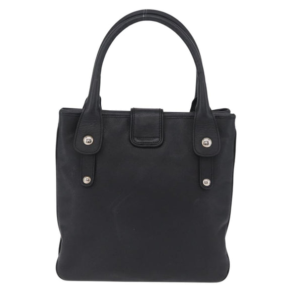 Salvatore Ferragamo Gancini Hand Bag Leather Black Silver Auth BA16166