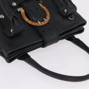 Salvatore Ferragamo Gancini Hand Bag Leather Black Silver Auth BA16166-7