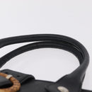 Salvatore Ferragamo Gancini Hand Bag Leather Black Silver Auth BA16166-14