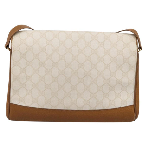 GUCCI GG Supreme Shoulder Bag PVC White Gold Tone 116 02 067 Auth BA16167