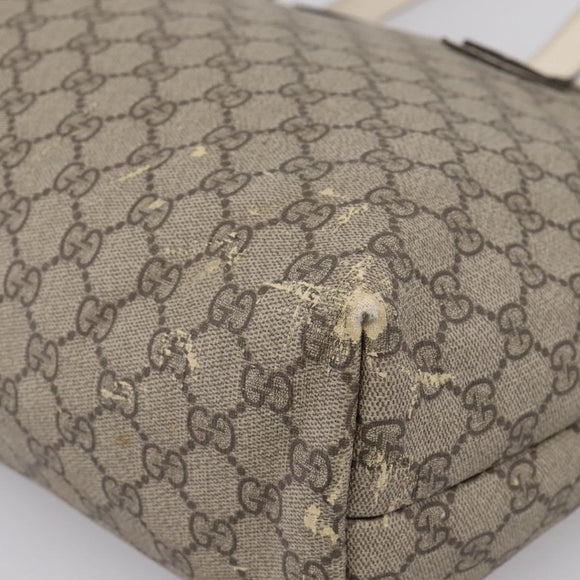 GUCCI GG Supreme Tote Bag PVC Beige Silver 211137 Auth BA16169