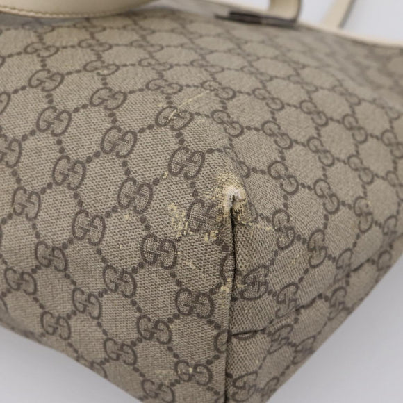 GUCCI GG Supreme Tote Bag PVC Beige Silver 211137 Auth BA16169