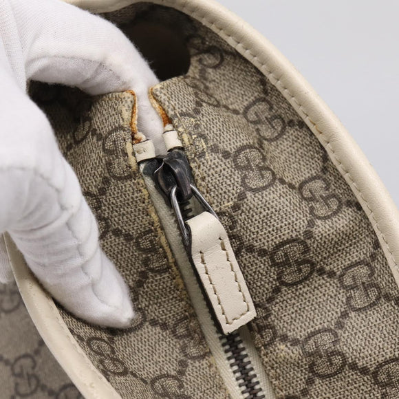GUCCI GG Supreme Tote Bag PVC Beige Silver 211137 Auth BA16169