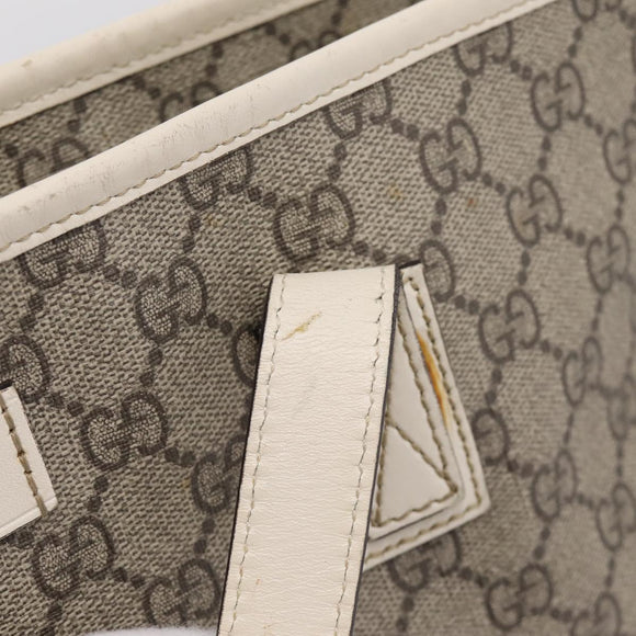 GUCCI GG Supreme Tote Bag PVC Beige Silver 211137 Auth BA16169