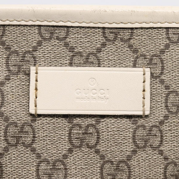 GUCCI GG Supreme Tote Bag PVC Beige Silver 211137 Auth BA16169