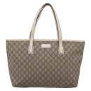 GUCCI GG Supreme Tote Bag PVC Beige Silver 211137 Auth BA16169-13
