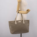 GUCCI GG Supreme Tote Bag PVC Beige Silver 211137 Auth BA16169-25
