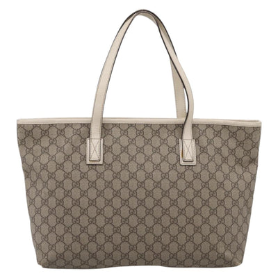 GUCCI GG Supreme Tote Bag PVC Beige Silver 211137 Auth BA16169 - 0