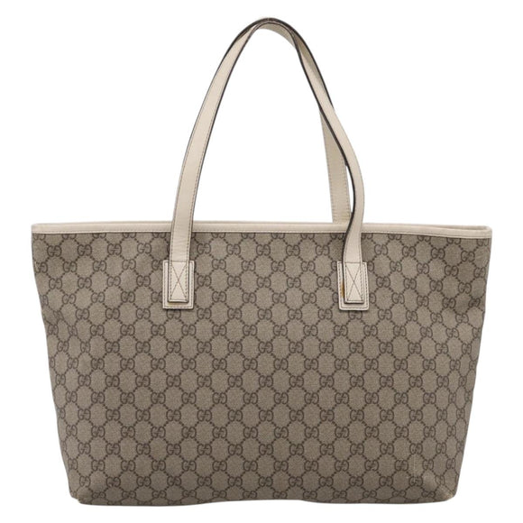 GUCCI GG Supreme Tote Bag PVC Beige Silver 211137 Auth BA16169