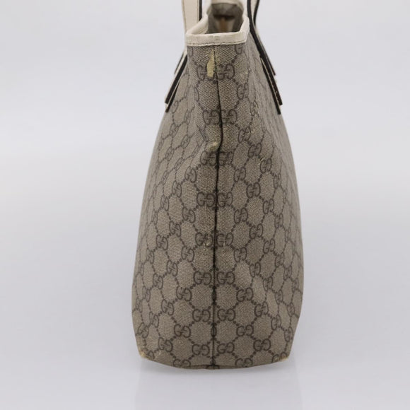 GUCCI GG Supreme Tote Bag PVC Beige Silver 211137 Auth BA16169