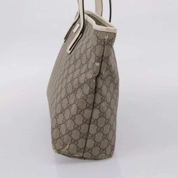 GUCCI GG Supreme Tote Bag PVC Beige Silver 211137 Auth BA16169