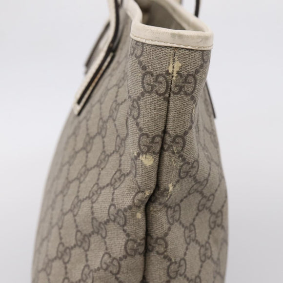 GUCCI GG Supreme Tote Bag PVC Beige Silver 211137 Auth BA16169
