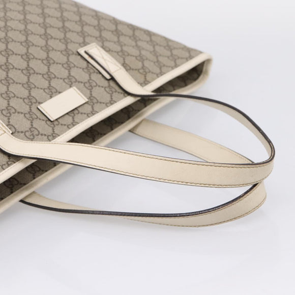 GUCCI GG Supreme Tote Bag PVC Beige Silver 211137 Auth BA16169