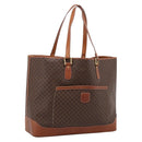 CELINE Macadam Tote Bag PVC Brown Gold Tone Auth BA16170-1