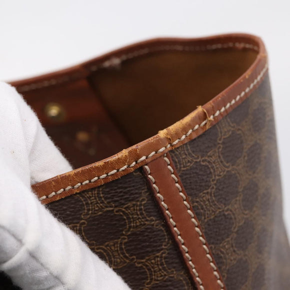 CELINE Macadam Tote Bag PVC Brown Gold Tone Auth BA16170