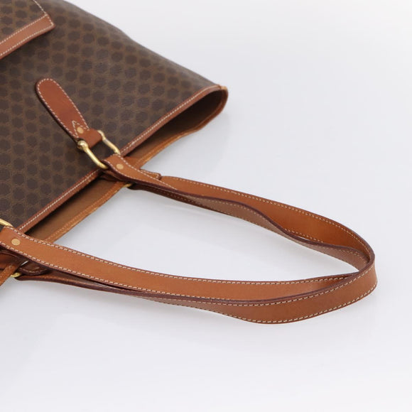 CELINE Macadam Tote Bag PVC Brown Gold Tone Auth BA16170