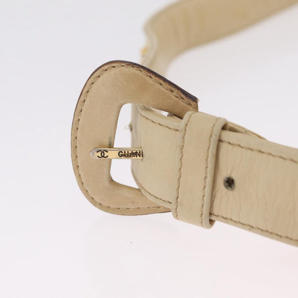 CHANEL Matelasse Waist Bag Lamb Skin Beige Gold Tone CC Auth BA16179