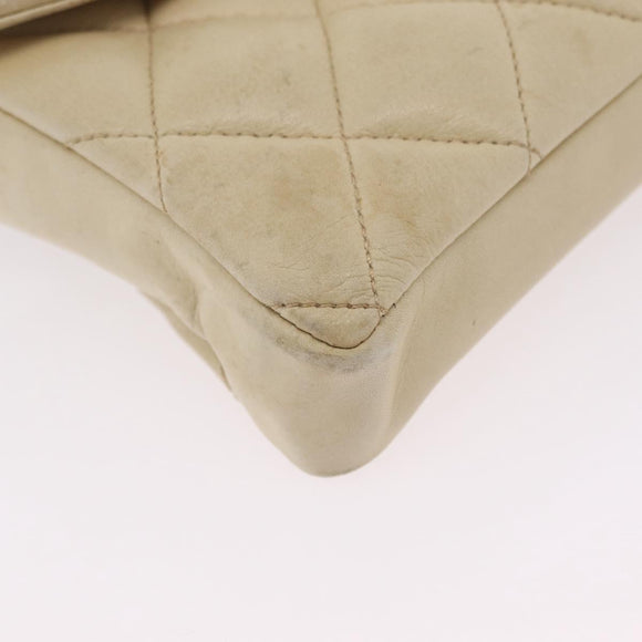 CHANEL Matelasse Waist Bag Lamb Skin Beige Gold Tone CC Auth BA16179