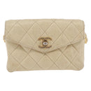 CHANEL Matelasse Waist Bag Lamb Skin Beige Gold Tone CC Auth BA16179-2