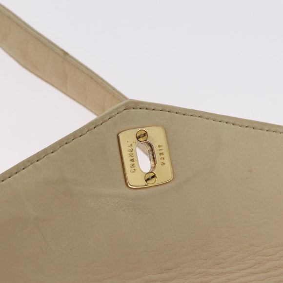 CHANEL Matelasse Waist Bag Lamb Skin Beige Gold Tone CC Auth BA16179