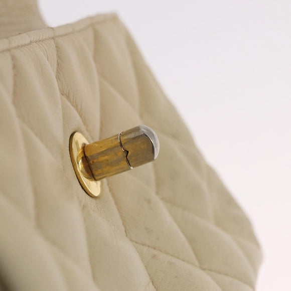 CHANEL Matelasse Waist Bag Lamb Skin Beige Gold Tone CC Auth BA16179