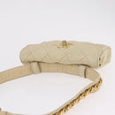 CHANEL Matelasse Waist Bag Lamb Skin Beige Gold Tone CC Auth BA16179-9