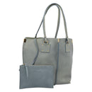 Chloe Vic Tote Bag Leather Light Blue Gold Tone Auth BA16184-1