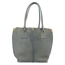 Chloe Vic Tote Bag Leather Light Blue Gold Tone Auth BA16184-2