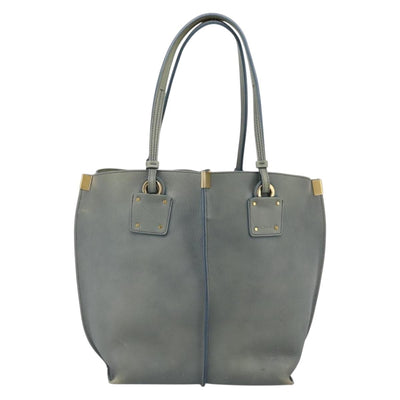 Chloe Vic Tote Bag Leather Light Blue Gold Tone Auth BA16184 - 0