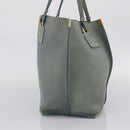 Chloe Vic Tote Bag Leather Light Blue Gold Tone Auth BA16184-5