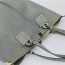 Chloe Vic Tote Bag Leather Light Blue Gold Tone Auth BA16184-6