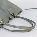 Chloe Vic Tote Bag Leather Light Blue Gold Tone Auth BA16184-7