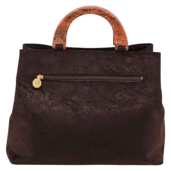 GIVENCHY Hand Bag Velor Brown Auth BA16185A