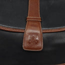 CELINE Shoulder Bag Leather Black Gold Auth BA1619-10