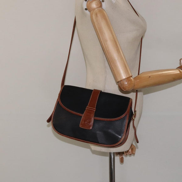 CELINE Shoulder Bag Leather Black Gold Auth BA1619